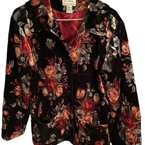 Linea By Louis Dell’Olio Floral Velvet Single Breasted Blazer/Jacket, Sz XS!